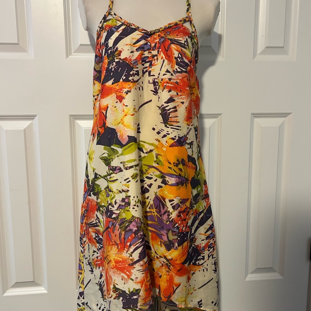 Jessica Simpson Multicolor Floral Midi high low  Dress NWT